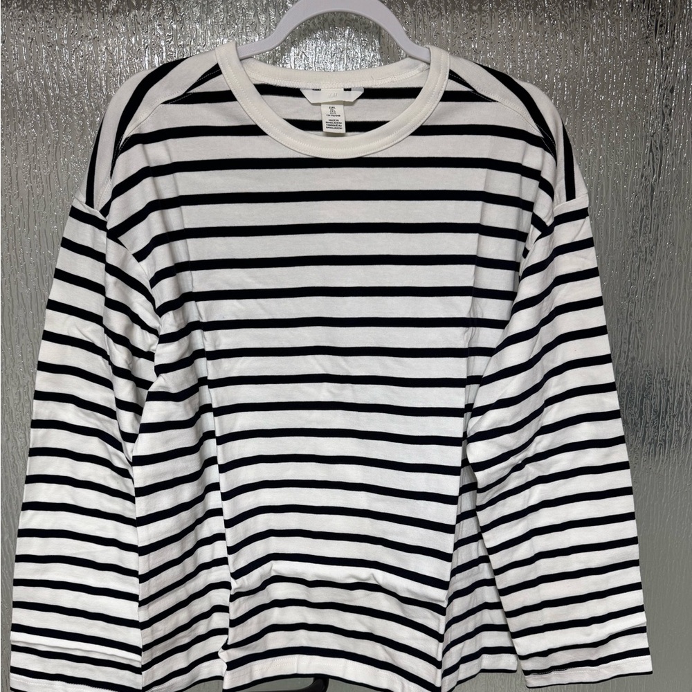 H&M Black & White Striped Long Sleeve Tee